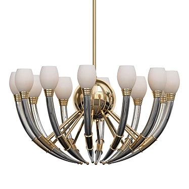 Opulent Opal Glass Regency Chandelier 3D model image 1 