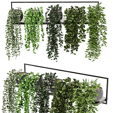 Modern Indoor Plants on Metal Shelf - Set 239 3D model image 1 