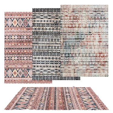 Variety Pack of 6 Textured Rugs 3D model image 1 