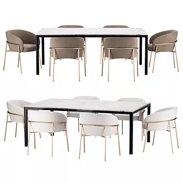 Modern Dining Set with Rimo Chair 3D model image 1 