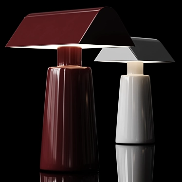 Elegant Caret Lamp in Dark Burgundy & Silk Grey 3D model image 1 
