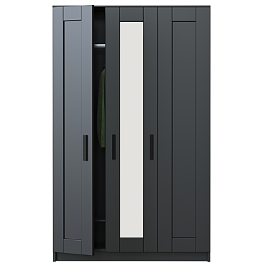 Sleek 3-Door Brimnes Wardrobe 3D model image 1 