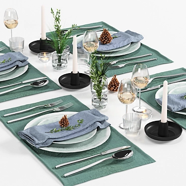 Table setting with olives and cones / Table set with olives and cones