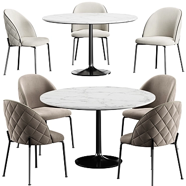 Dijon Chair Table Set - Elegant and Compact 3D model image 1 