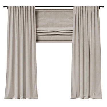 Elegant Linen Roman Blind - Perfect for Any Space 3D model image 1 