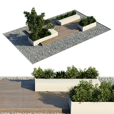 Urban Green Benches: Stylish Outdoor Furniture 3D model image 1 