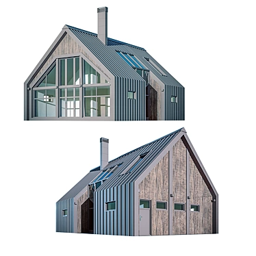 Modern Two-Story Barnhouse with Panoramic Windows 3D model image 1 