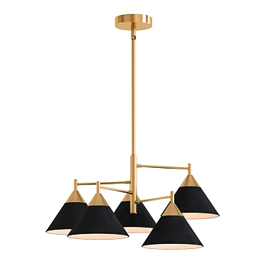 Modern Matte Black 5-Light Chandelier 3D model image 1 