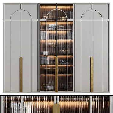 Art Deco Wardrobe with Glass Doors 3D model image 1 