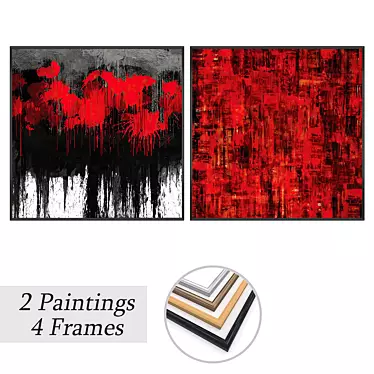 Elegant Art Set: 2 Paintings with 4 Frame Options 3D model image 1 