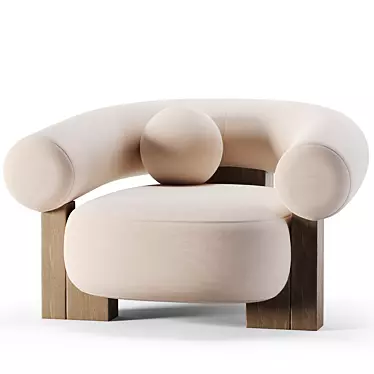 Modern Cassete Armchair: Sleek Design with Fabric & Wood 3D model image 1 