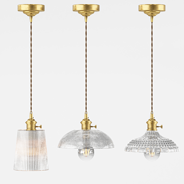 Rustic Glass Pendant Lights: Vintage Charm 3D model image 1 