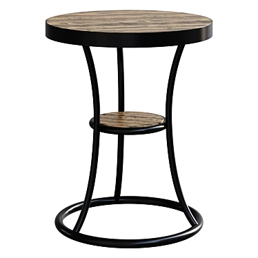 Rustic Reclaimed Wood Round End Table 3D model image 1 