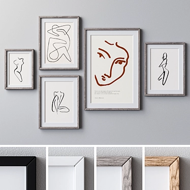 Elegant Frame Set with Various Sizes and Colors 3D model image 1 