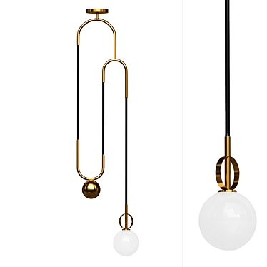 Deco Brass Pulley Pendant Light 3D model image 1 