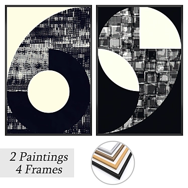 Elegant Dual Painting Set with Frame Options 3D model image 1 