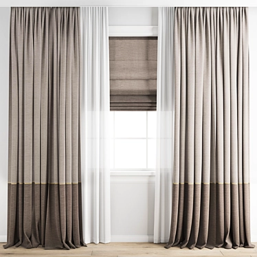 Premium Polygonal Curtain Model 3D model image 1 