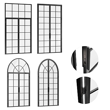 Elegant Glass Door Partition 3D model image 1 