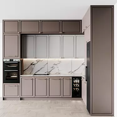 Neoclassic112 Kitchen: Customizable Size & Color 3D model image 1 