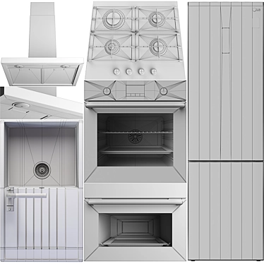 Modern Kitchen Appliance Set 3D model image 1 