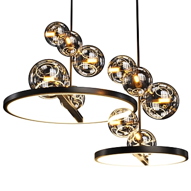 Modern Brass and Black IONA Ring Lamp 3D model image 1 