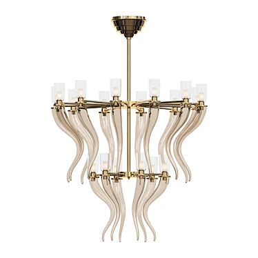 Elegant Honey Venetian Glass Chandelier 3D model image 1 