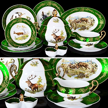 Royal Hunt Porcelain Tableware 3D model image 1 