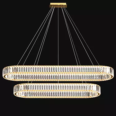 Elegant Oval Crystal Chandelier 3D model image 1 