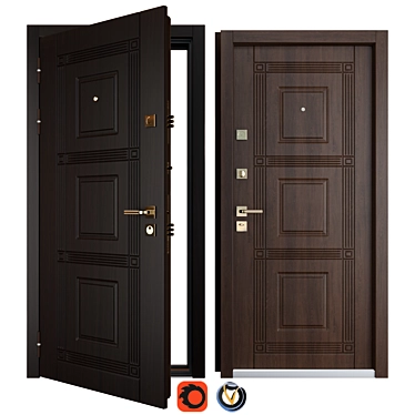 Stylish Kvadra (Favorit) Metal Entrance Door: Premium Design 3D model image 1 