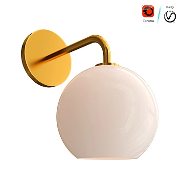 Elegant Milk Glass Globe Sconce 3D model image 1 