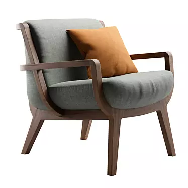 Elegant Wood Upholstered Lounge Chair 3D model image 1 