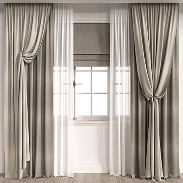 Elegant Curtain with 108k Polys 3D model image 1 