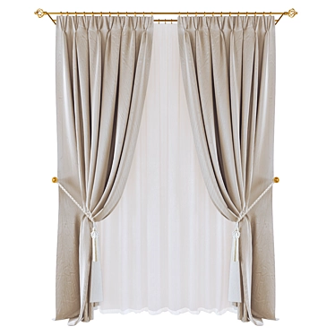 Polyester Curtain Panels 3D model image 1 