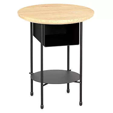 Bangor Bedside Table - Modern Metal and Wood Design 3D model image 1 