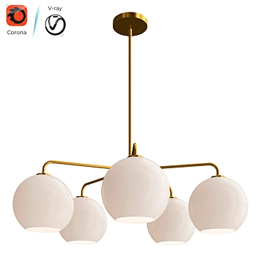 Milk Glass Sculptural Chandelier 3D model image 1 