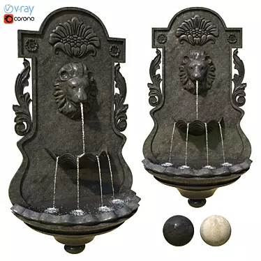 Elegant Poly Wall Fountain 3D model image 1 