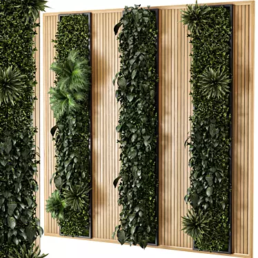 Wooden Base Vertical Garden - Set 525 3D model image 1 