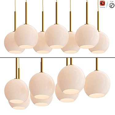 Milk Glass 7-Light Chandelier 3D model image 1 