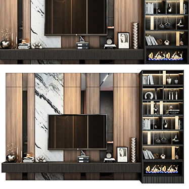 Modern TV Wall Decor Shelf 3D model image 1 