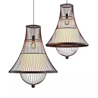 Rustic Bamboo Pendant Light 3D model image 1 