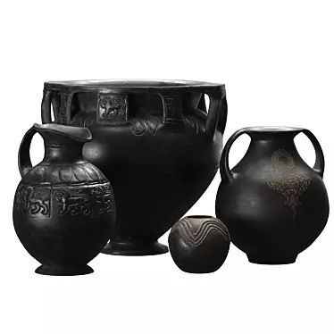 Black terracota vintage vases