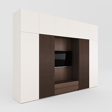 White Wood Wardrobe: Stylish and Spacious 3D model image 1 