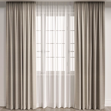 Elegant Rendered Curtain A004 3D model image 1 