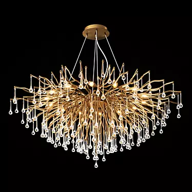 Elegant Nordic Gold Crystal Chandelier 3D model image 1 