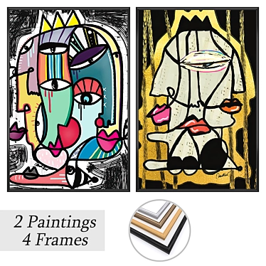 Modern Paintings Bundle with Multiple Frames 3D model image 1 