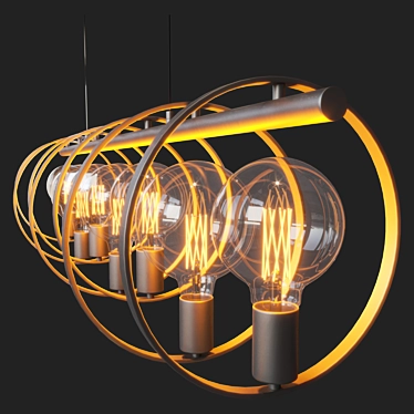 Reed Industrial Hanging Lamp: 7-Light Metal 3D model image 1 