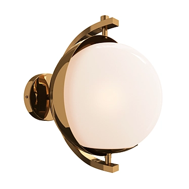 Frosted Moon Globe Brass Sconce 3D model image 1 