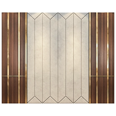 Luxury Wood and Gold Wall Panels 3D model image 1 