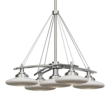 Sleek Brushed Nickel Halogen Chandelier 3D model image 1 