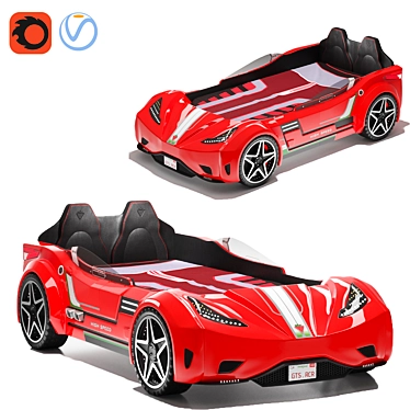 Cilek GTS Turbo Car Bed: Racing Dreams Come True! 3D model image 1 